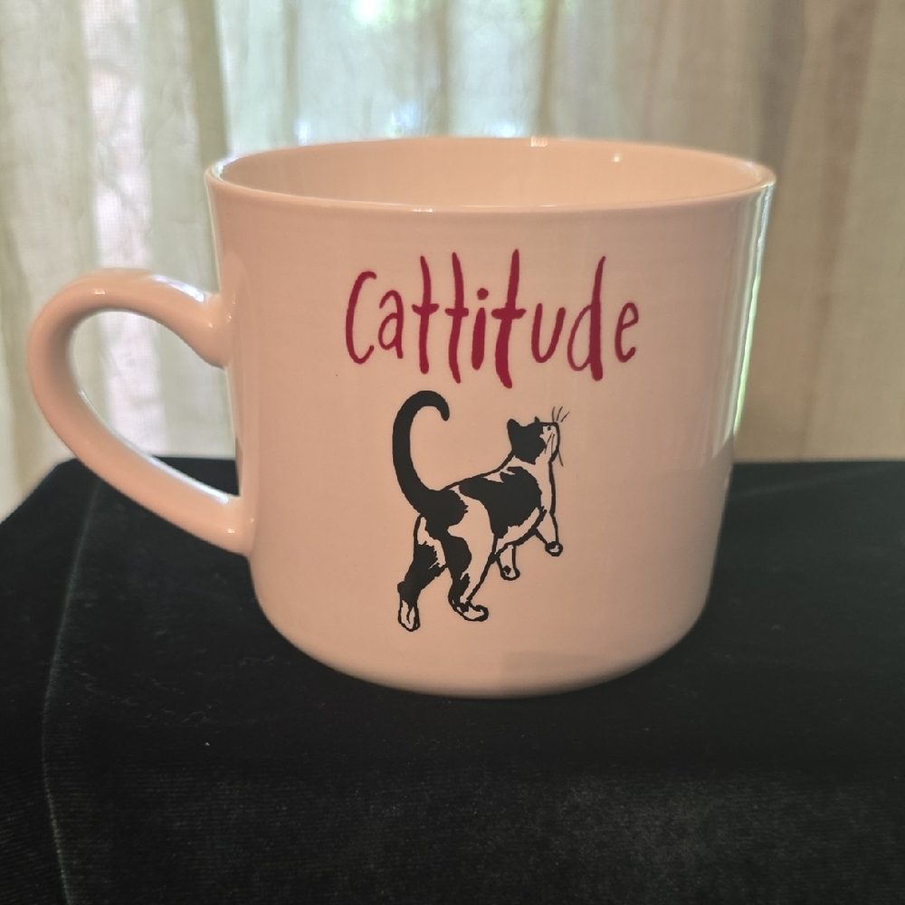 Opalhouse Cat Cattitude Coffee Tea Mug‎ White Black Red